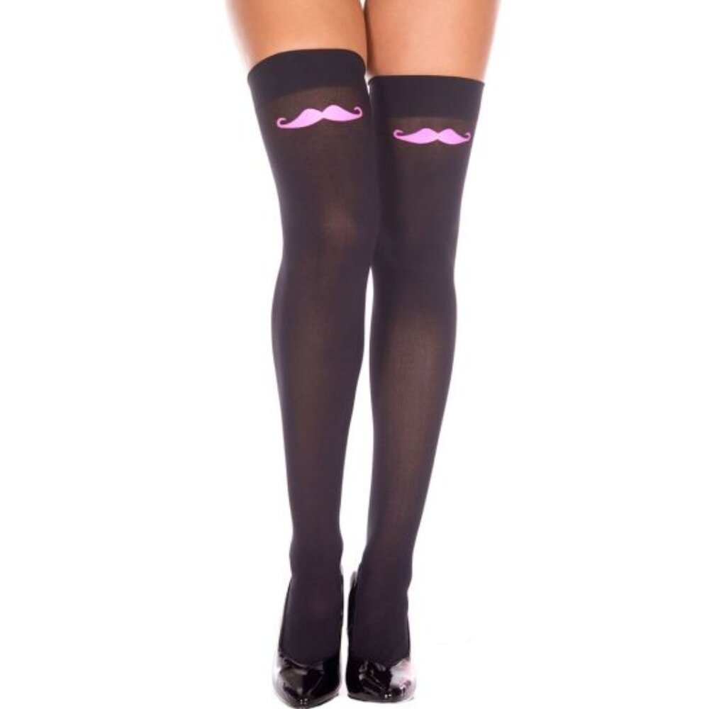 Music Legs Cute Mustache Design Thigh Hi